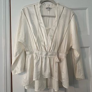 Express white satin-like blouse